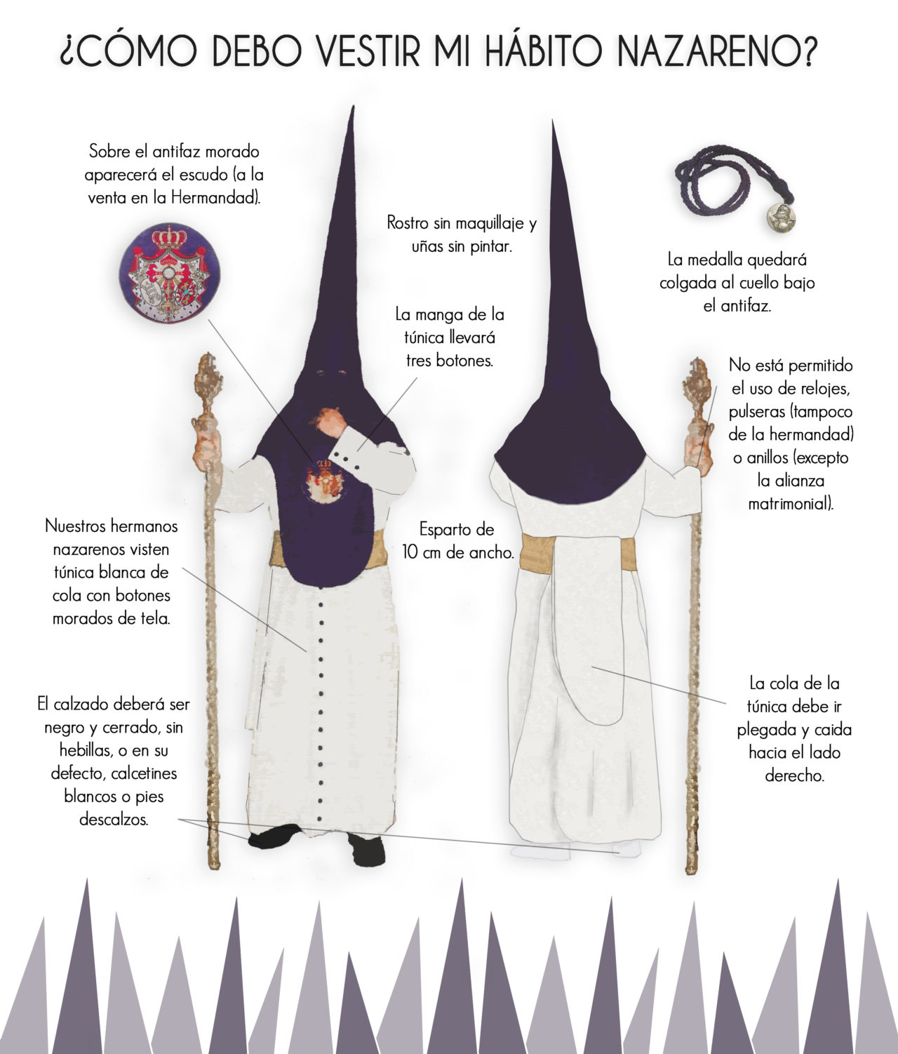 Heráldica y hábito nazareno - Hermandad de La Exaltación - Sevilla
