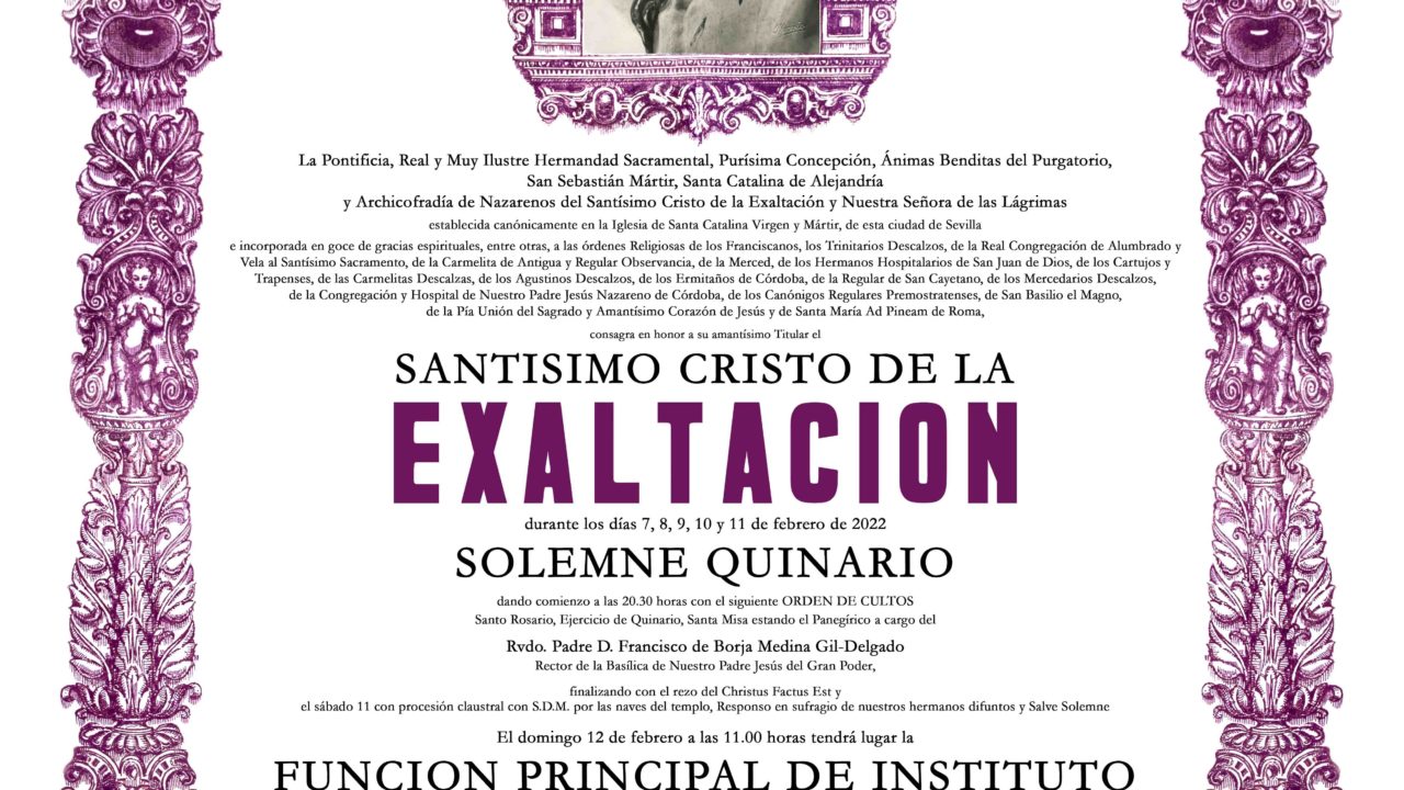 Solemnes Cultos en honor al Santísimo Cristo de la Exaltación ...