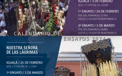 Calendario de igualás y ensayos de los hermanos costaleros 2024