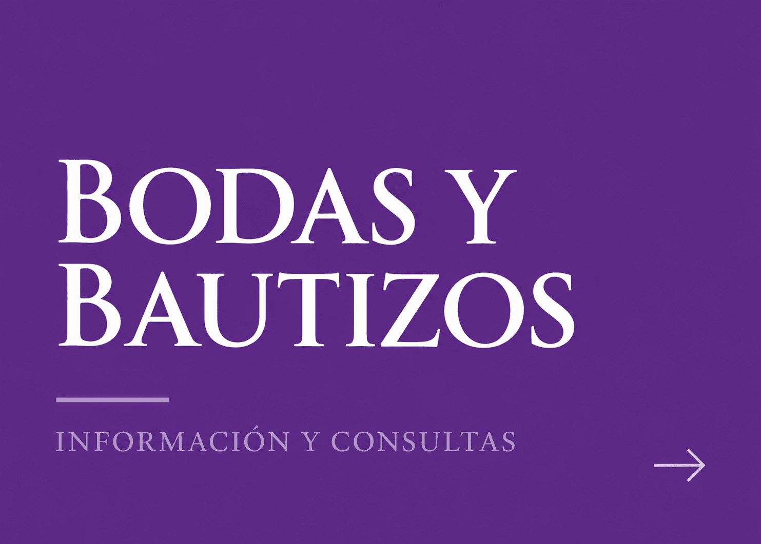 Banner morado de bodas y bautizos información sobre bautizos